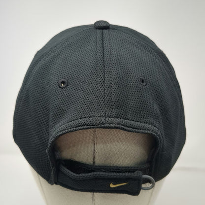 Nike Baseball Cap Black One Size Strapback Gold Embroidered Collegiate Logo Hat