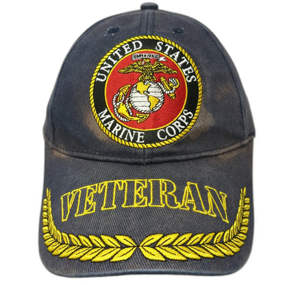 Blue Baseball Cap One Size USMC United States Marine Corps Veteran Hat Emblem