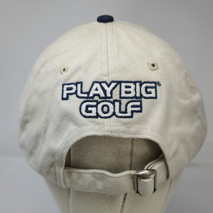 Play Big Golf Logo Beige Blue One Size Baseball Cap Hat Slideback Embroidered