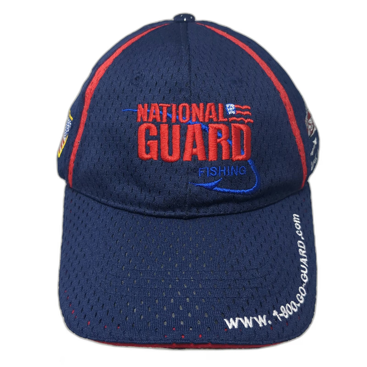 Blue One Size Baseball Cap Hat National Guard Fishing FLW Mesh Strapback Red