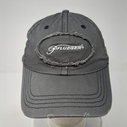 Pflueger Slideback Hat Gray One Size Adjustable Embroidered Distressed Cotton