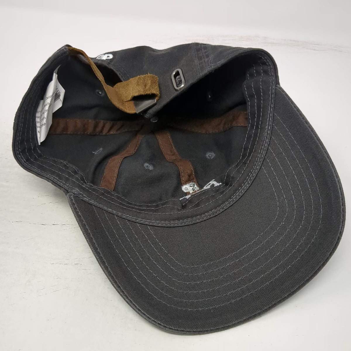 Peet's Coffee Baseball Cap Gray One Size Leather Strapback Hat Embroidered Logo