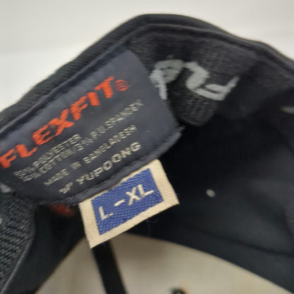 Flexfit Baseball Cap Black XL Curved Brim Underbrim Offset Logo Patch Hat