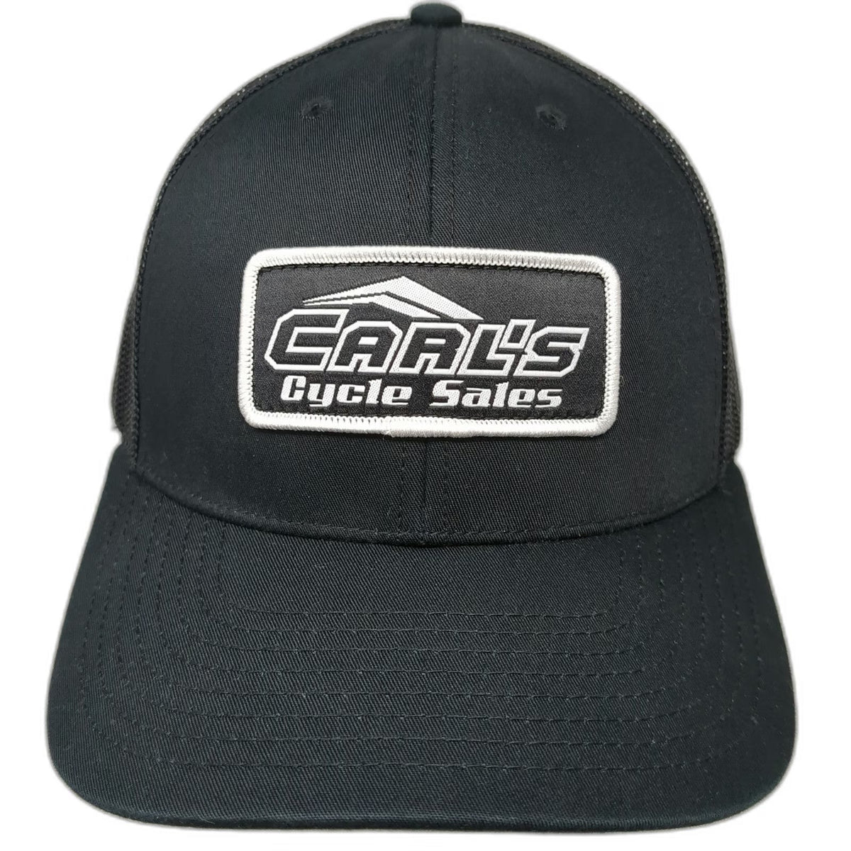 Richardson Trucker Hat Black One Size Carls Cycle Sales Mesh Snapback Patch Logo