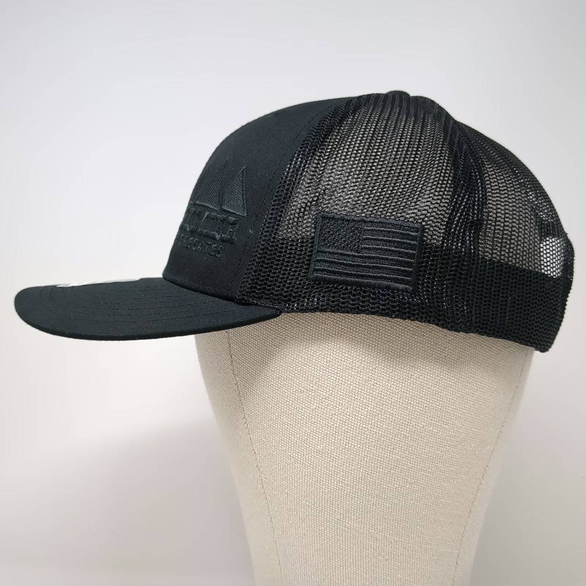 Richardson Trucker Hat Black One Size Premier Aggregates Mountain Snapback Mesh