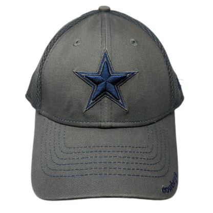 New Era NFL Dallas Cowboys Hat Cap Gray L Mesh Stretch Fit Star Logo Blue Brim