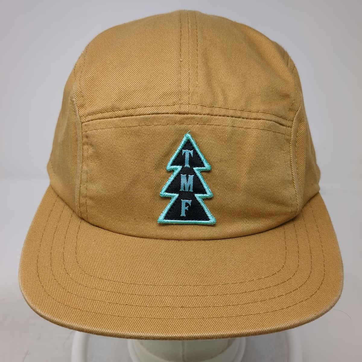 Pukka 5 Panel Brown Black Blue One Size Leather Strapback Cotton Tree Logo Hat