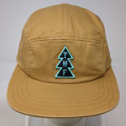 Pukka 5 Panel Brown Black Blue One Size Leather Strapback Cotton Tree Logo Hat