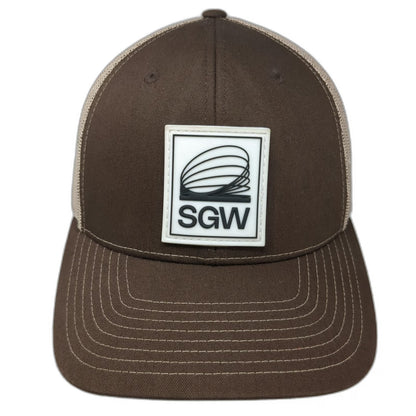 Richardson Trucker Hat Brown One Size SGW Patch Mesh Snapback Contrast Stitch