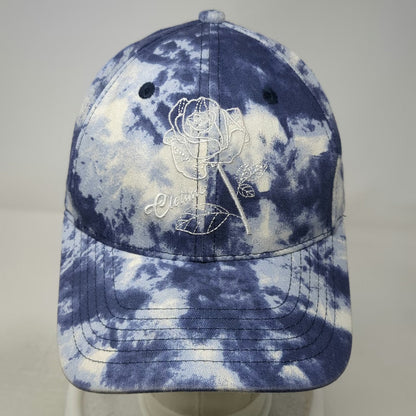 CLOTIME Blue Tie Dye Rose Embroidery Baseball Cap One Size Slideback Flower Hat