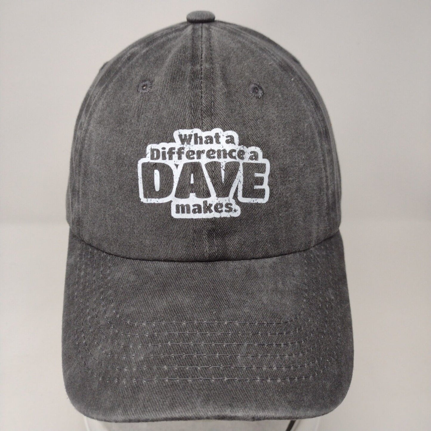 What A Difference A DAVE Makes Slideback Hat Gray OSFA Adjustable 6 Panel Cotton