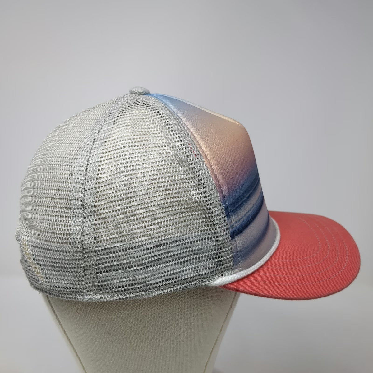 Pistil Trucker Hat Gray One Size Sunset Gradient Mesh Snapback Rope Brim Hat
