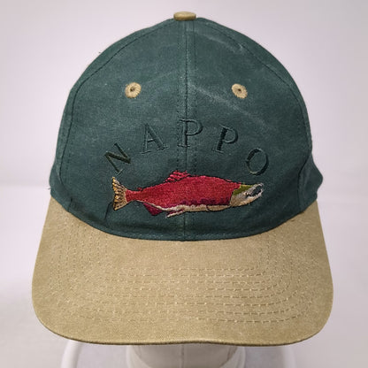 Head To Toe Snapback Green Beige Embroidered Salmon Fish Nappo Hat Vintage