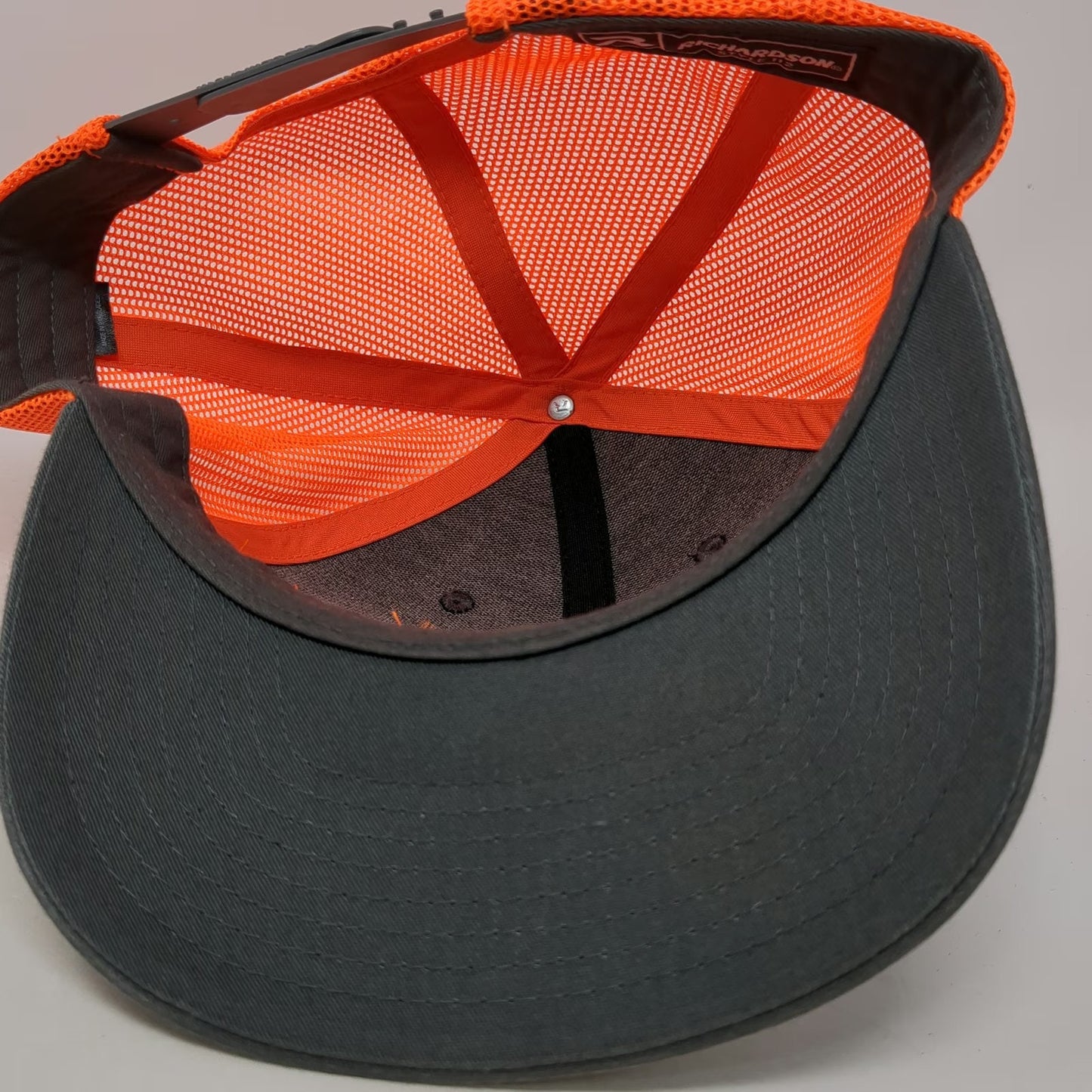 Richardson 112 Trucker Hat Salmon Electrical Contractors Gray Orange OSFM Mesh