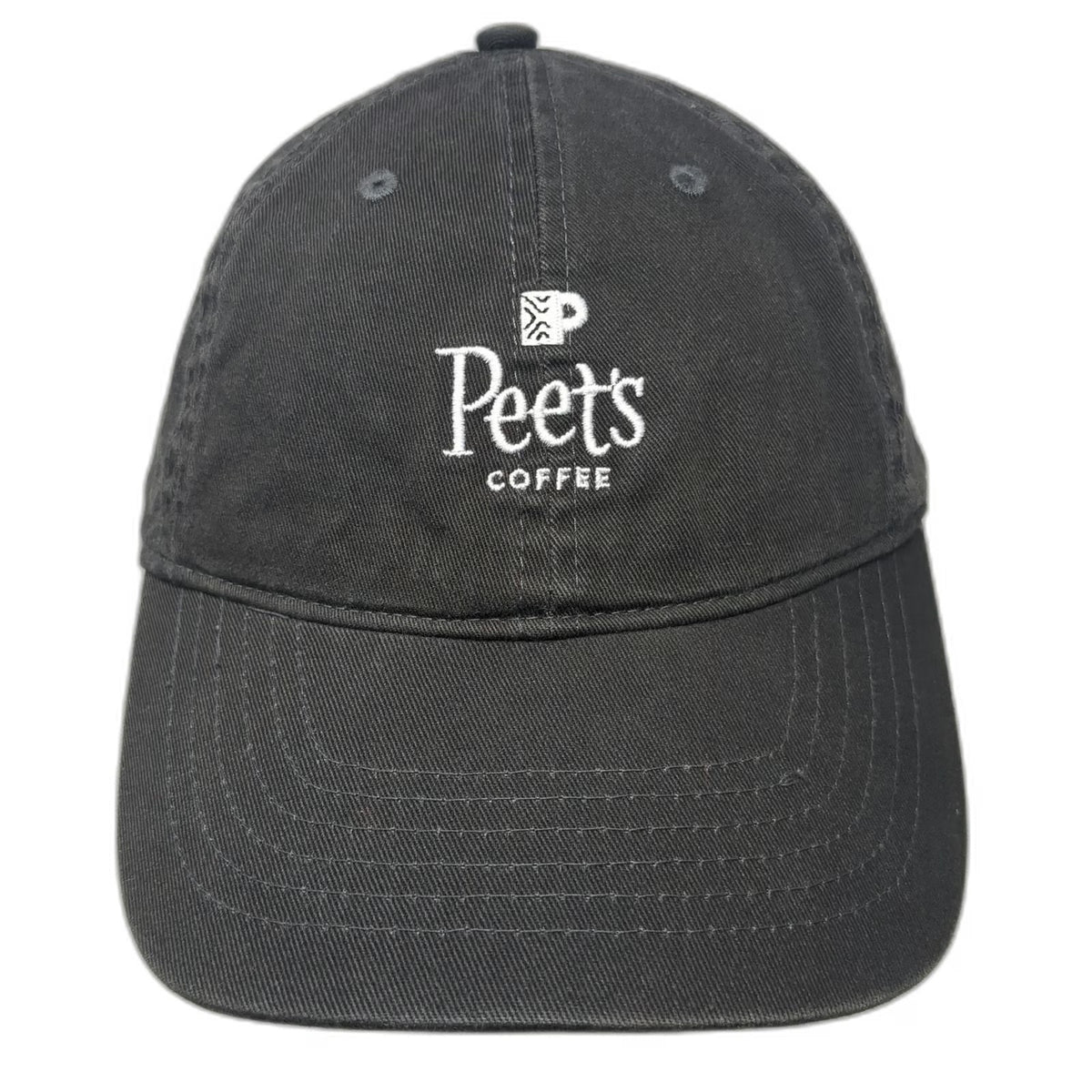 Peet's Coffee Baseball Cap Gray One Size Strapback Embroidered Logo Caffeine Hat