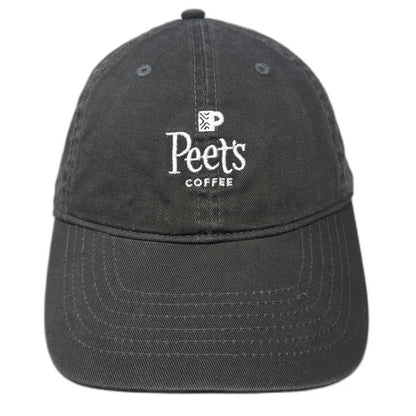 Peet's Coffee Baseball Cap Gray One Size Strapback Embroidered Logo Caffeine Hat