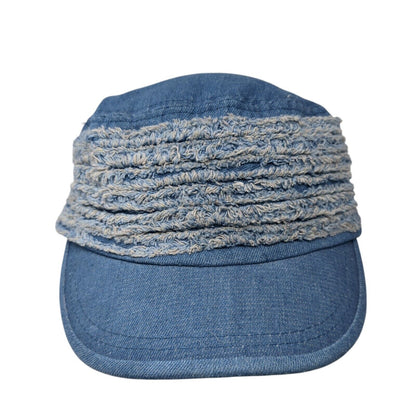 Unbranded Cadet Military Cap Blue One Size Stretch Distressed Denim Cotton