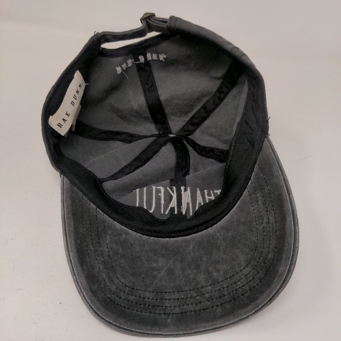 Thankful Slideback Hat Gray OSFM Embroidered Adjustable 6 Panel Rae Dunn