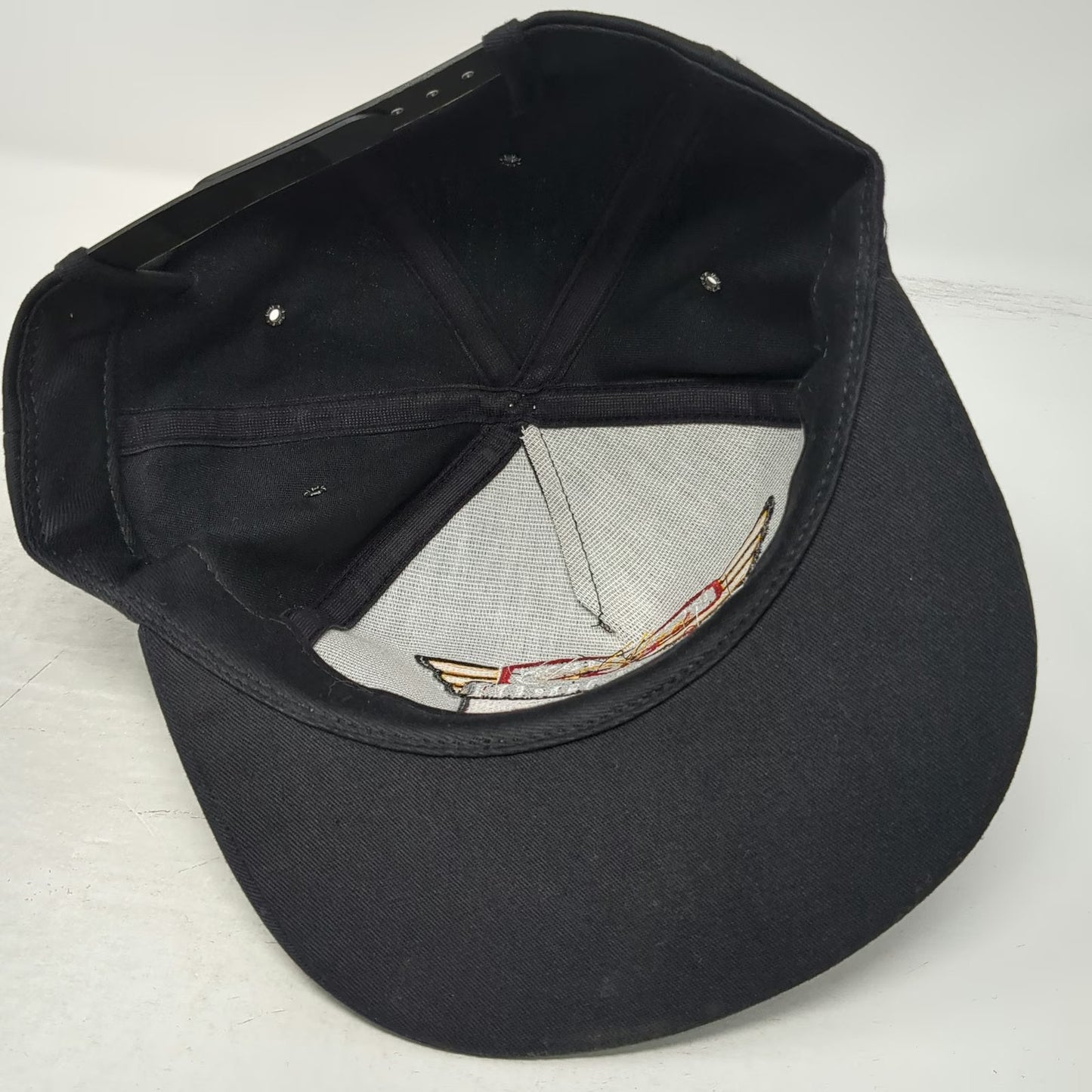 K-Products 5 Panel Black Hat Red Baron Stearman Squadron Scrambled Eggs Vintage