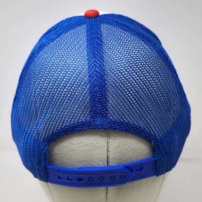 Otto Trucker Hat White Blue Red One Size Mesh Back Snapback Hot Dog Shot Graphic