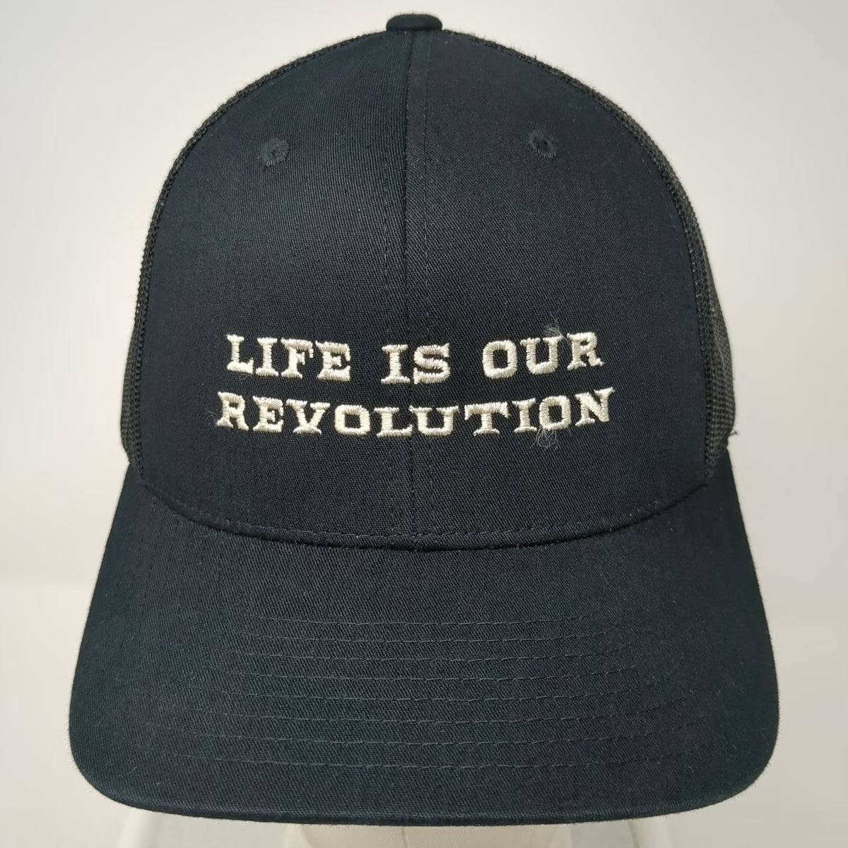 Yupoong Trucker Hat Black One Size Life Is Our Revolution White Rose Resistance
