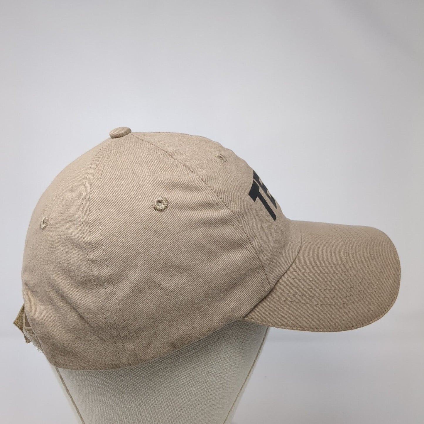 TBD Strapback Hat Tan One Size Adjustable Vented Holes 6 Panel Norwood Cotton