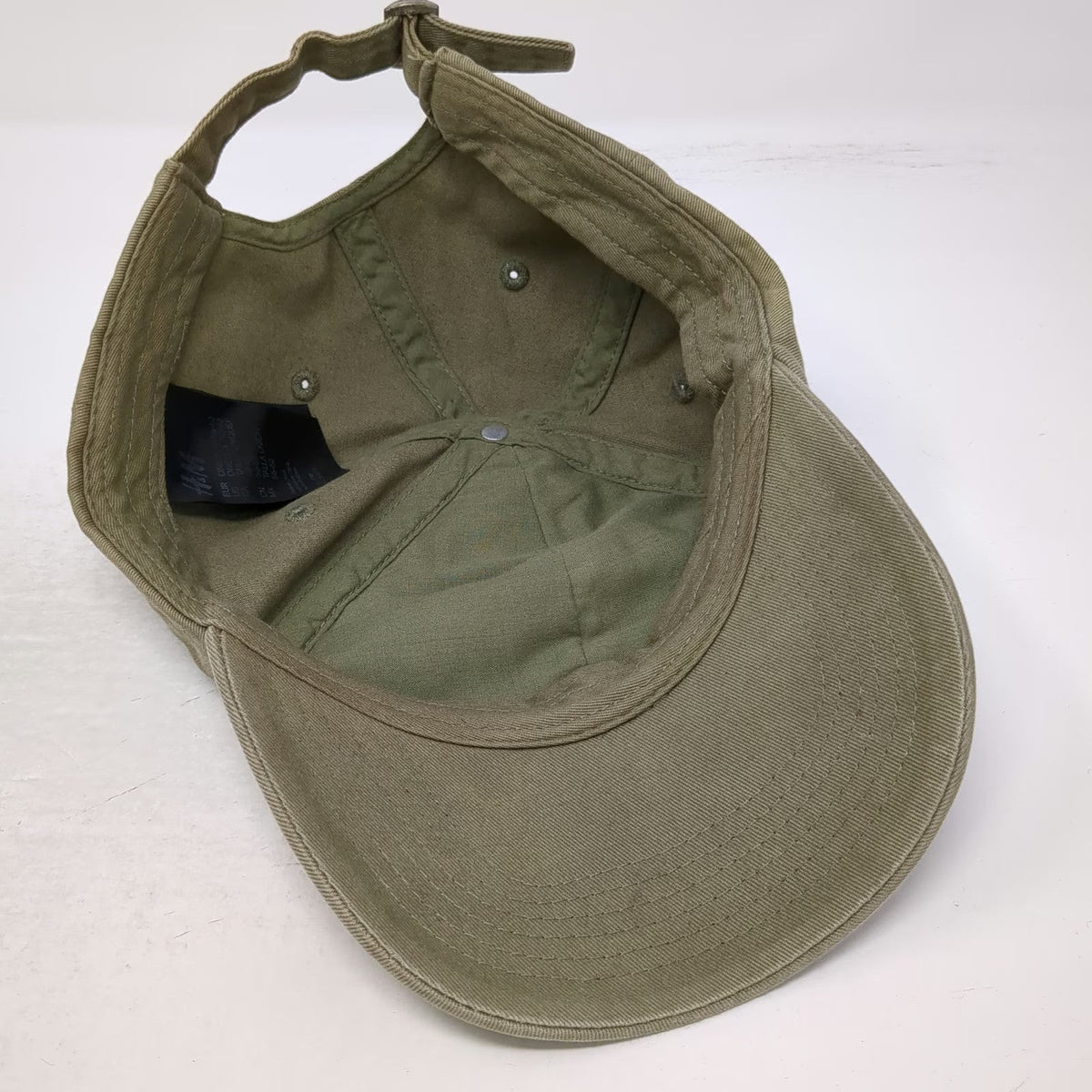 H&M Baseball Cap Green One Size Slideback Adjustable Cotton Solid Blank Hat