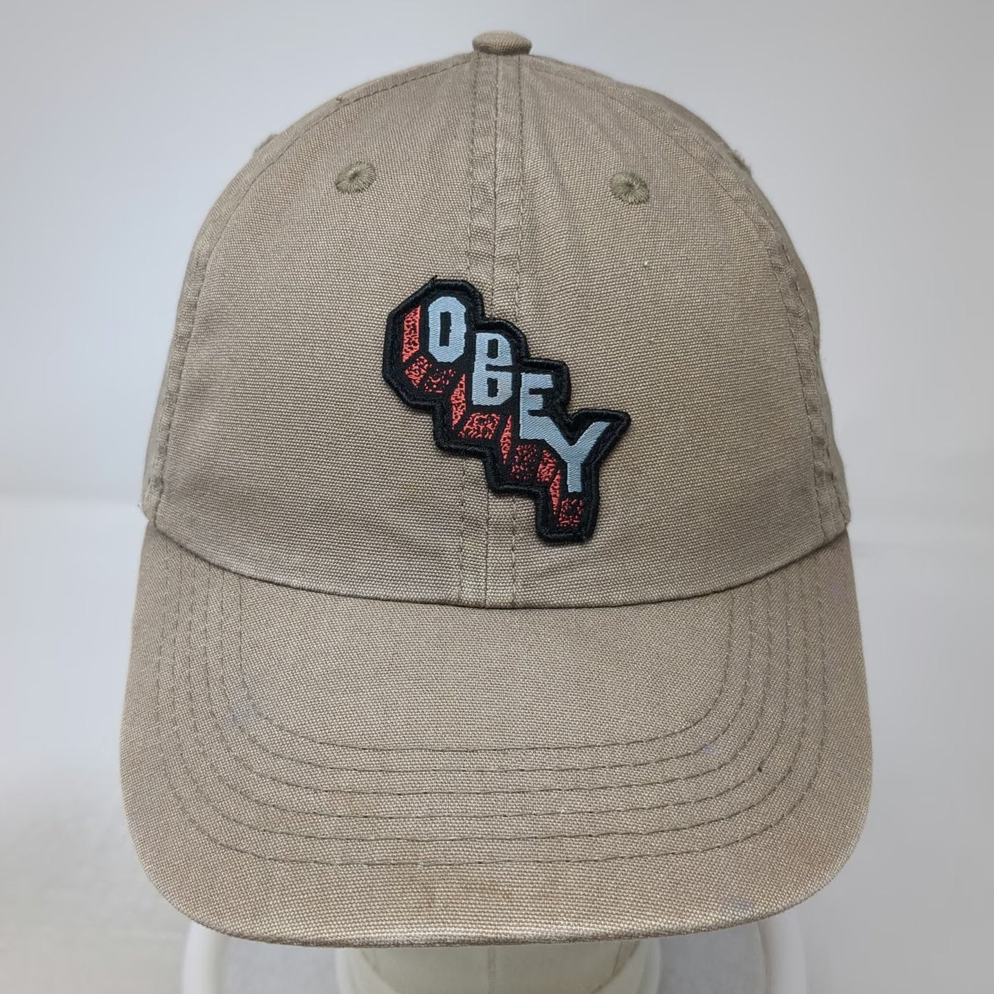 Obey Baseball Cap Brown One Size Strapback Embroidered Logo Patch Cotton Hat
