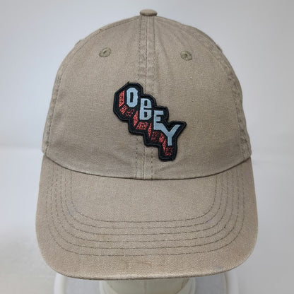 Obey Baseball Cap Brown One Size Strapback Embroidered Logo Patch Cotton Hat