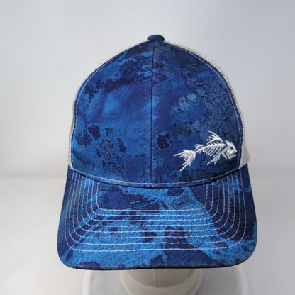 Bone Fish Adult Snapback Trucker Hat Blue One Size Adjustable Mesh Back 6 Panel