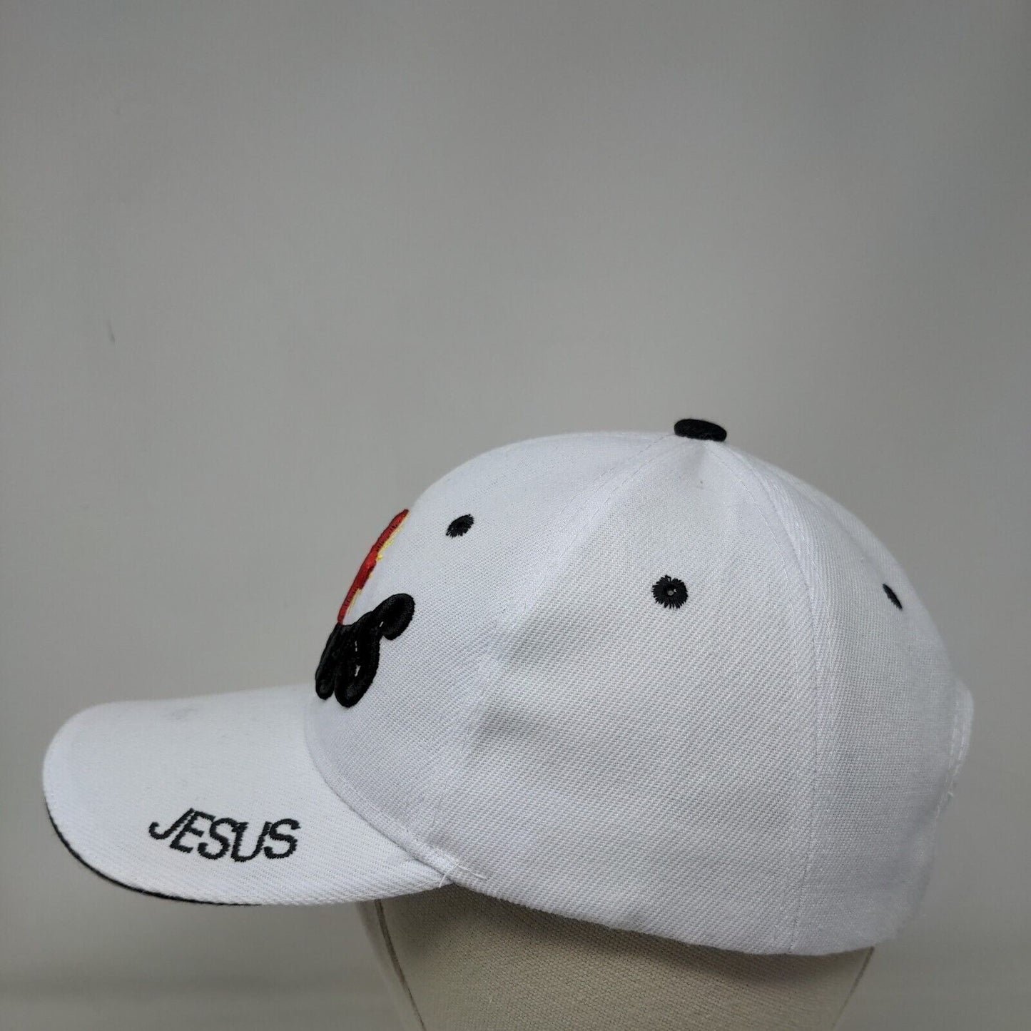 Jesus Slideback Hat White One Size Adjustable Embroidered Vented Holes 6 Panel