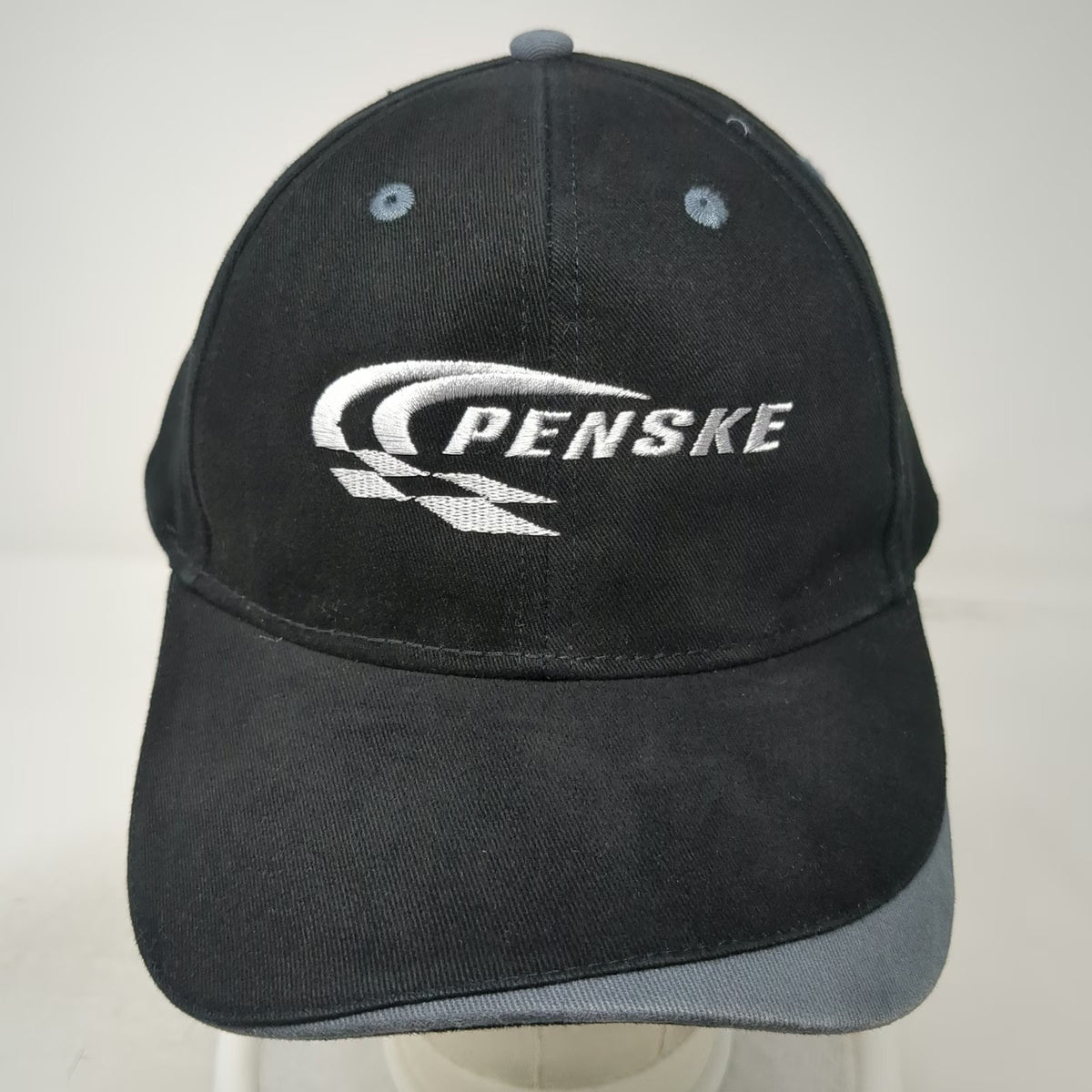 Sportsman Penske Baseball Cap Black Gray OSFM Embroidered Cotton Strapback Hat
