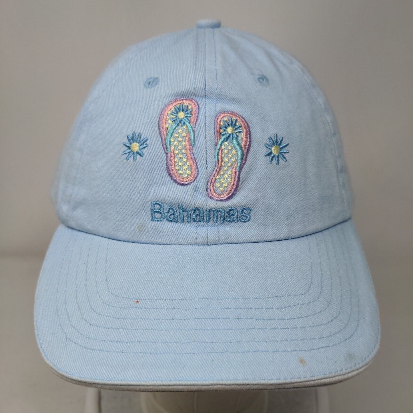 Bahamas Flip Flop Strapback Hat Blue OSFA Adjustable Embroidered Cotton