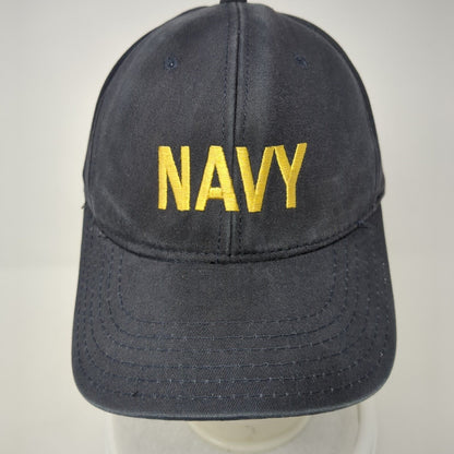Navy Fitted Hat Blue One Size Embroidered 6 Panel Vent Holes Outdoor