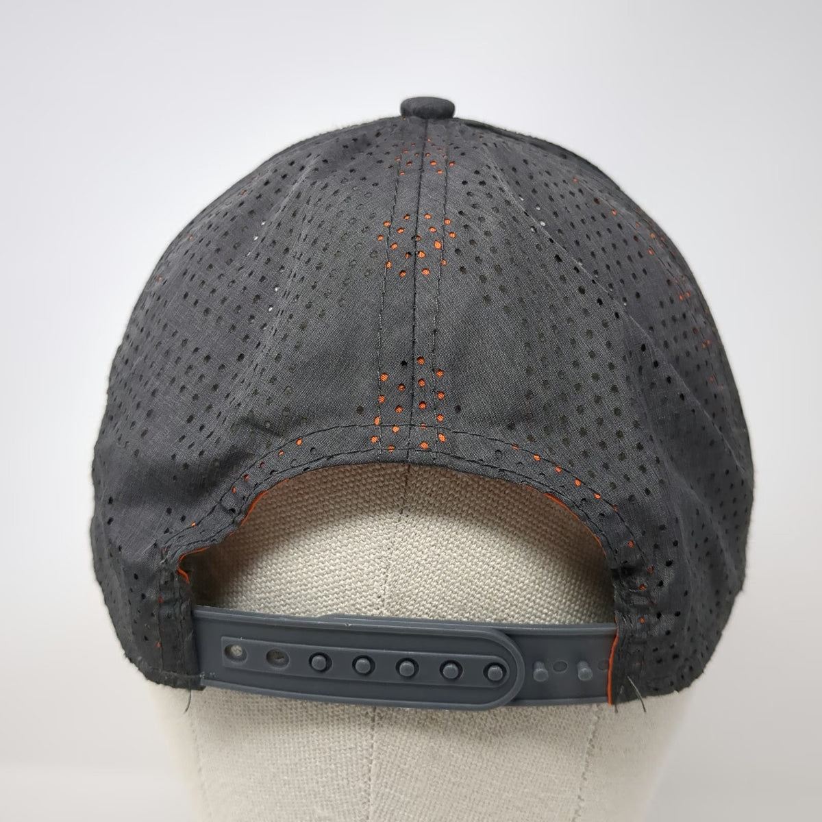 International Trucker Hat Gray One Size Perforated Snapback Orange Underbrim