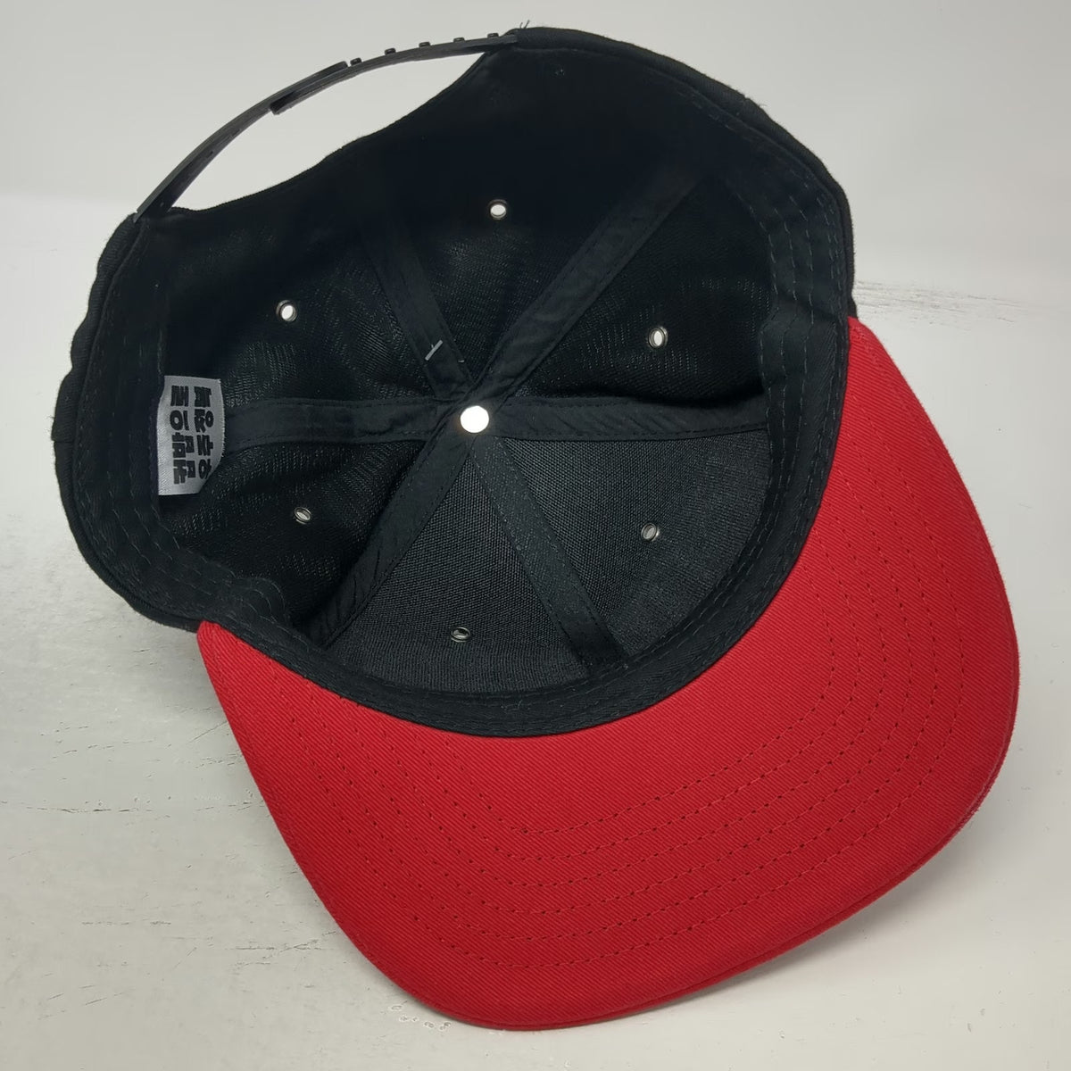 Cupbop Shhh Just Eat Snapback Hat Black Red One Size Flat Brim 3D Embroidery