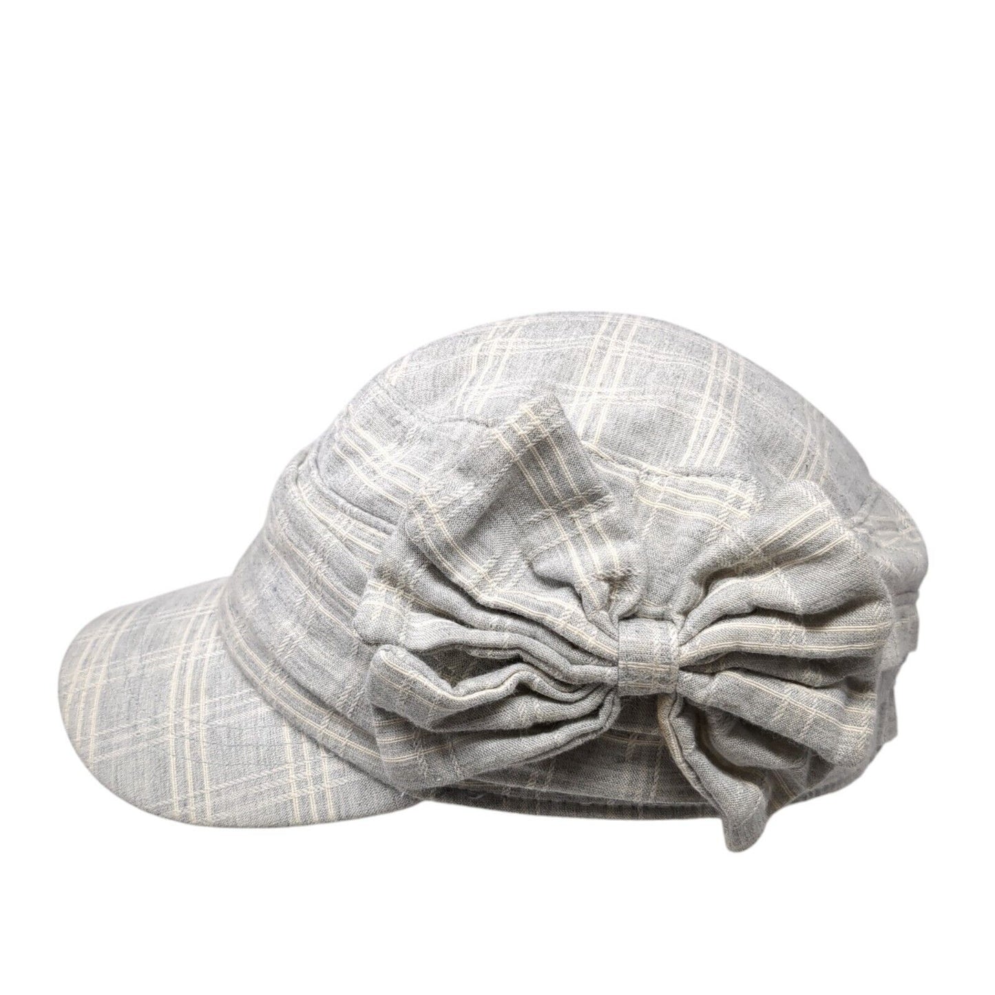 Unbranded Cadet Army Cap Gray One Size Stretch Lightweight Plaid Bow Tie
