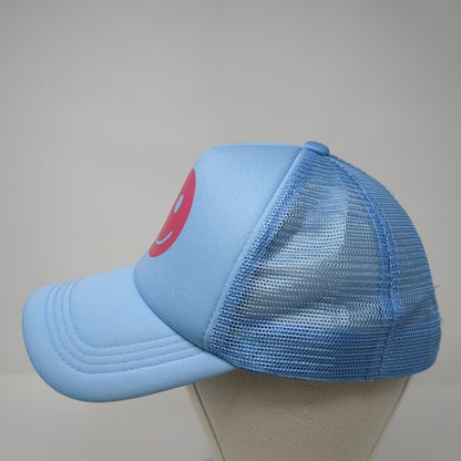 Smiley Face Snapback Mesh Back Trucker Hat Blue One Size Adjustable