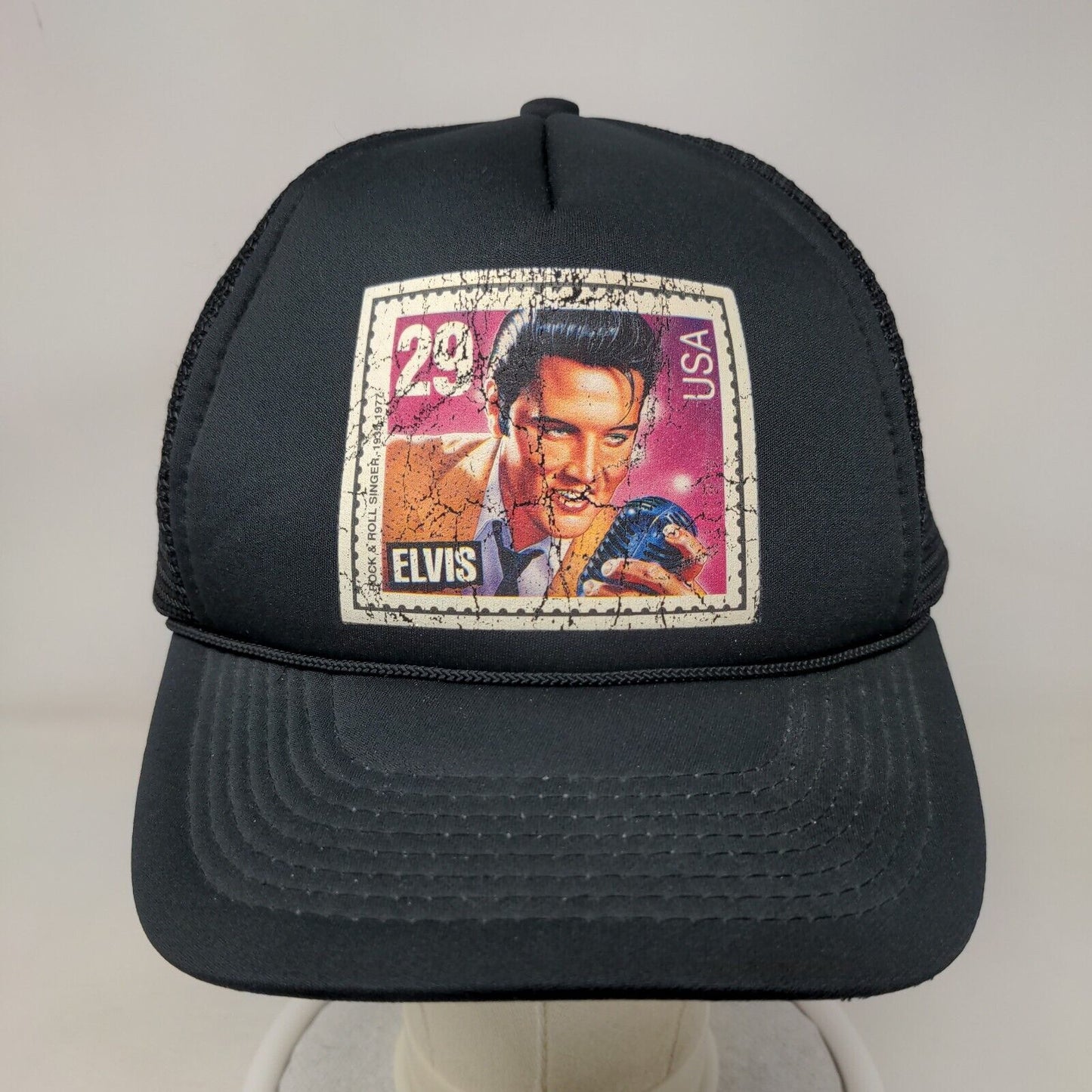 Elvis Presley Snapback Trucker Hat Black One Size Adjustable Mesh Back Rope