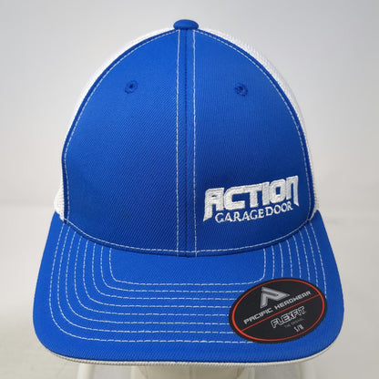 Pacific Headwear Baseball Cap Blue M Action Garage Door Mesh Back Flexfit Hat