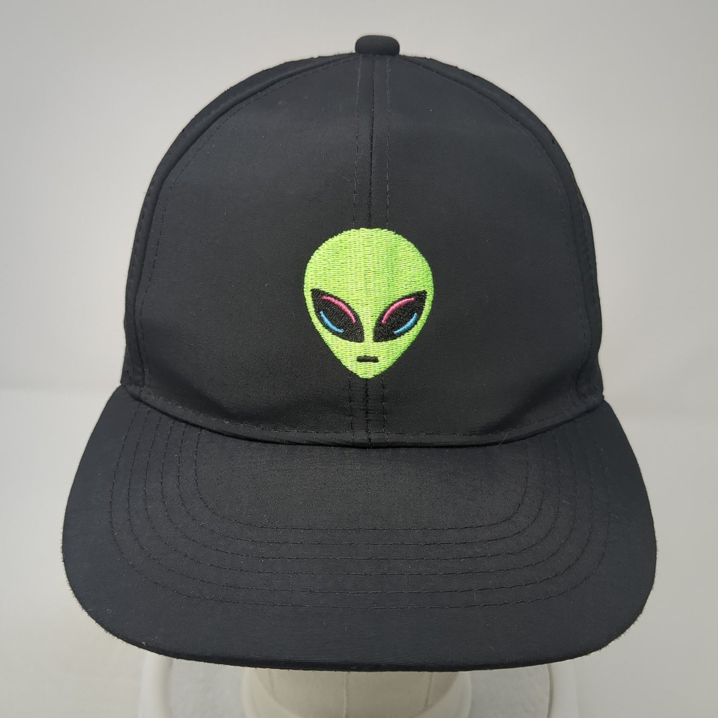 Alien Head Snapback Hat Black One Size Adjustable Laser Cut Solid Obsi
