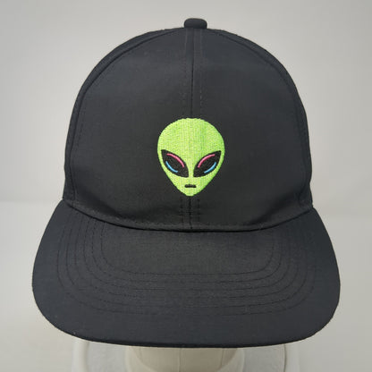 Alien Head Snapback Hat Black One Size Adjustable Laser Cut Solid Obsi