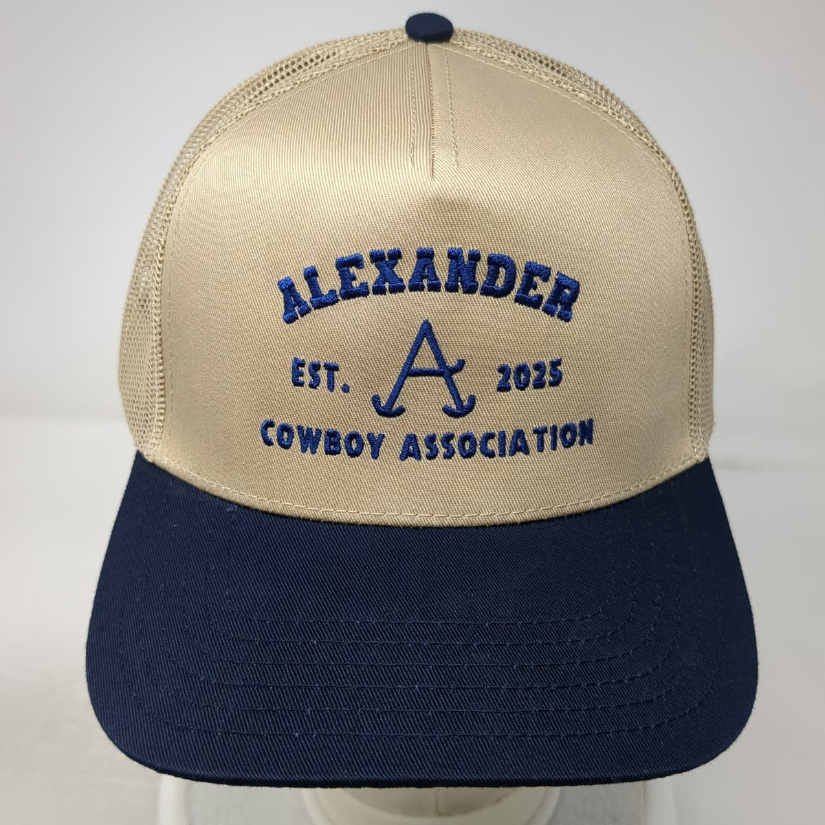 Otto Trucker Hat Beige Blue One Size Alexander Cowboy Association Snapback Mesh
