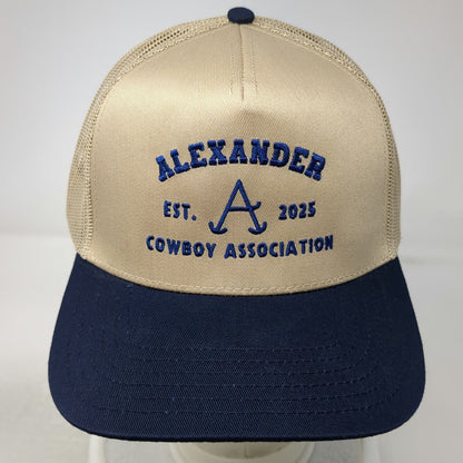Otto Trucker Hat Beige Blue One Size Alexander Cowboy Association Snapback Mesh