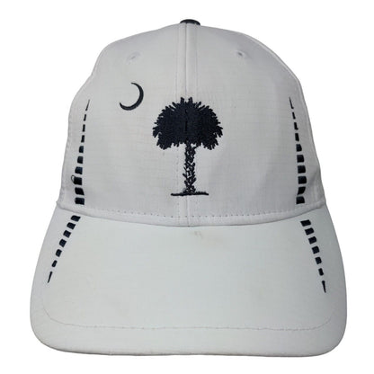 South Carolina The Palmetto State Strapback Golf Hat White One Size Embroidered