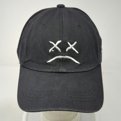 Baseball Cap Black One Size Sad Face X Eyes Embroidery Adjustable Slideback Hat