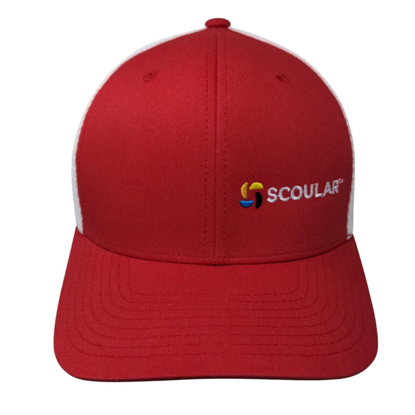 Scoular Snapback Mesh Back Trucker Hat Red One Size Colorblock Flexfit