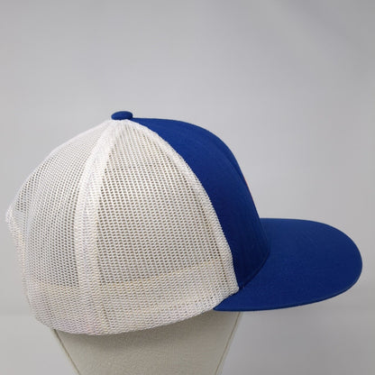 Hop Valley Brewing Co. Snapback Trucker Hat Blue One Size Mesh Back