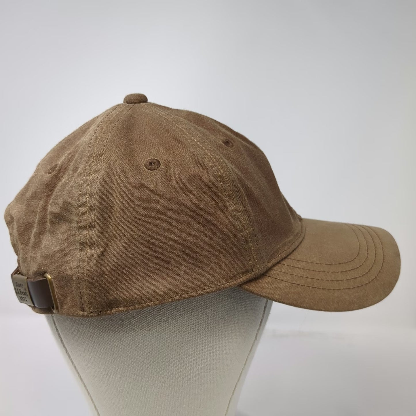 L.L.Bean Baseball Cap Brown One Size Leather Strapback Wool Lined Canvas Hat