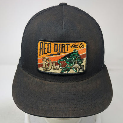 Red Dirt Hat Co. Trucker Hat Black One Size Bass Fish Patch Snapback Fishing